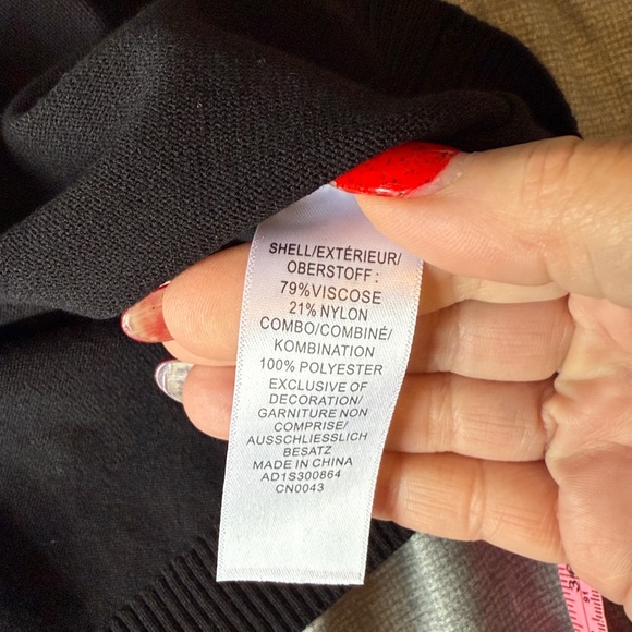 Adrianna Papell Sz M Black Sequin collar twofer sweater top NWT B1015 - Picture 8 of 8